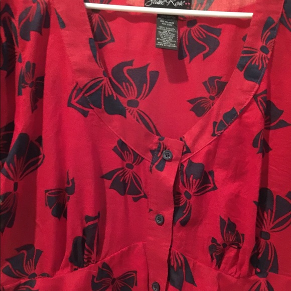 Lipstick red with navy bows and ruffles all around - Picture 2 of 5